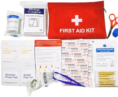 Medi Mini First Aid Kit, 14 kinds74 Pieces Small First Aid Kit for Travel, Home, Office, Vehicle, Camping, Workplace & Outdoor Red