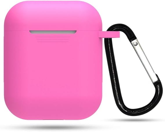 Case Compatible with Airpods, Mini Soft Silicone Case Waterproof Case for Wireless Earphone Case Ultra Thin Case Designed for Air Pods with Anti-Lost Buckle - Rose