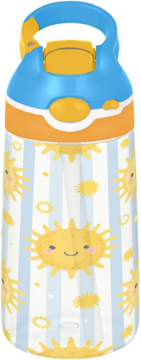 ATTX Cute Sunshine 16oz Water Bottle - Reusable Tritan Sports & Travel Water Bottle with Straw & Pop-Up Spout Cover#123