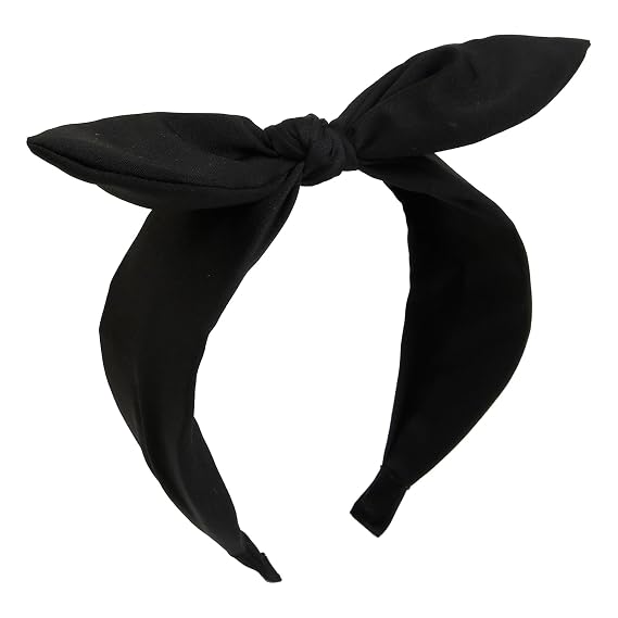 Huachi Black Big Bow Headbands for Women Girls Tie Headband with Bow Knot Cute Bunny Ear Head Bands for Womens Hair Accessories Halloween Womens Turban Hairband