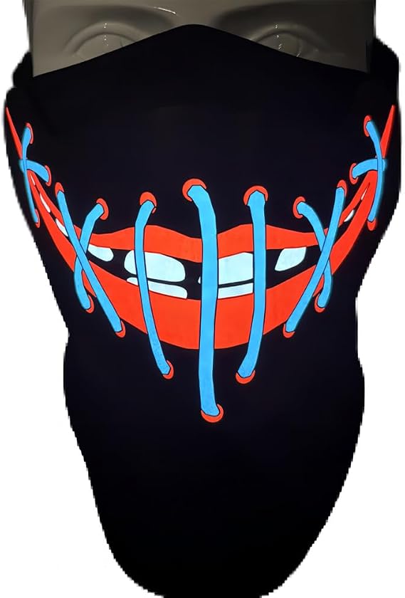 Halloween LED Mask, Sound Reactive Scary Mask for Cosplay Rave EDC