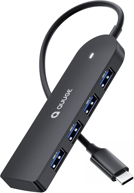 USB C Hub, USB C Hub 4-Port USB 3.0 Adapter, Ultra-Slim Portable Data Hub for MacBook Pro/Air, Dell XPS, Chromebook, Surface Pro 0.5ft Short Cable (Data Transfer Only, No Charging)