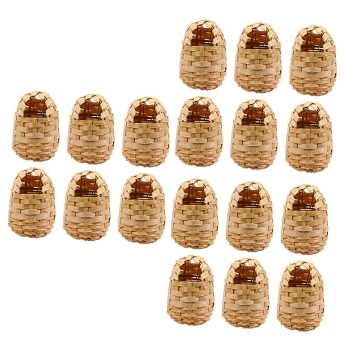 Yardwe 18pcs Handwoven Bird Nest with Hooks Rustic Bird Shelter for Elegant Garden Decoration Natural Style House for Resting Place