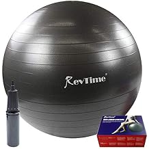 RevTime Ultra Thick Anti-Burst Gym Ball 65 cm with Air Pump Exercise Ball Great for Yoga, Balance, Fitness, Desk Chairs, Dark Gray