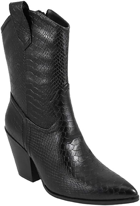 Mata Shoes Cowboy Boots, Western Cowgirl Ankle Boots with Chunky Block Heels for Women, Fashion Dress Boots
