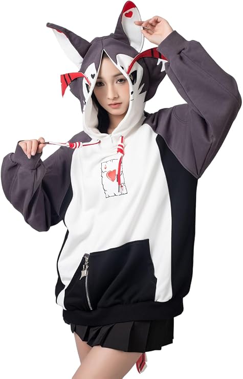 Cosfun Husk Cosplay Fox Cat Ears Hoodies Full Zip