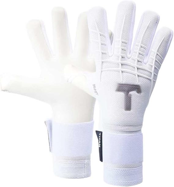T1TAN White Beast 3.0 - Goalkeeper Gloves with Finger Protection - Football Gloves for Teenagers and Adults, Unisex - Negative Cut and 4mm Gecko Grip - Gr. 7