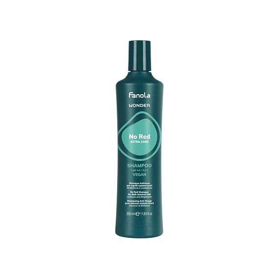 Fanola Wonder No Red Hair Color Shampoo & Green Toner, 11.83 oz | Neutralizes Tones for Natural, Dyed Dark & Chemically-Treated Strands, Women & Men, Vegan, SLS & Silicone-Free