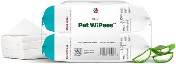 Pet Parents Pet WiPeesTM Gland, Dog Wipes for Paws & Butt, Cat & Dog Butt Wipes, Dog & Cat Gland Cleaning Wipes, 200ct (100 Count (Pack of 2), Natural)