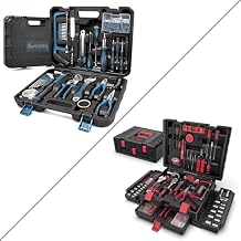 Sundpey 148 & 379 Pcs Tool Kit - Portable Complete Home and Auto Repair Tool Set Blue & Red
