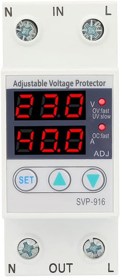 SVP 916 Single Phase Current Protector, 63A, 230V AC, Adjustable Over Voltage and Under Voltage Protective Device
