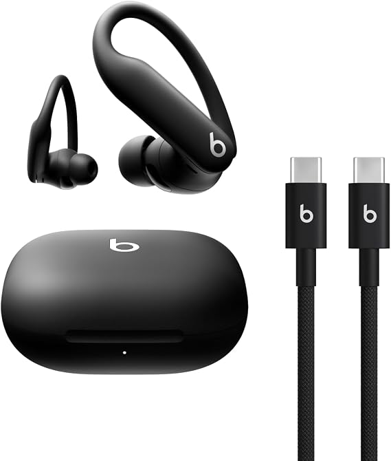 Beats Powerbeats Pro 2 – Kabellose Bluetooth-Ohrhörer mit 15 m langem USB-C-Ladekabel – Diamantschwarz
