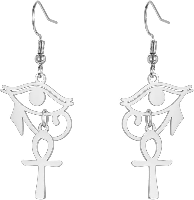 VASSAGO Ankh Cross Earrings for Women Eye of Horus Dangle Earrings