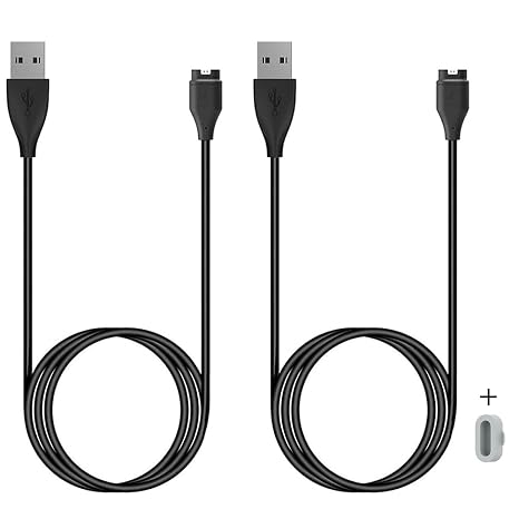 2-Pack Charger for Garmin Approach S10 S12 S40 S42 S44 S50 S60 S62 S70 | Replacement Charging Cable Plus a Grey Anti Dust Plug for Garmin Approach Smart Watch (3.3ft/1m)