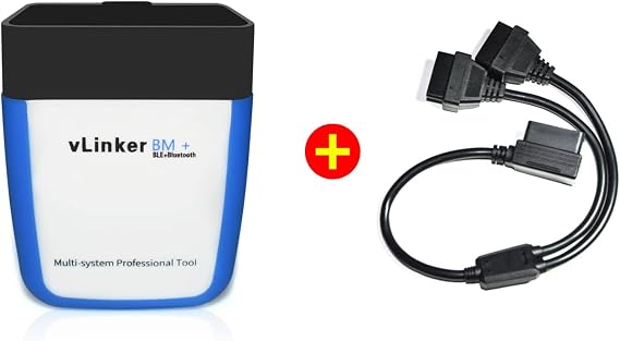 Vgate vLinker BM+ Bluetooth4.0 OBD2 Code Reader & 16 Pin OBD2 Splitter 12 inches