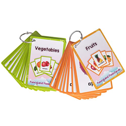 Fruits,Vegetables 2 Sets of English Flash Cards Kids Pocket Card Learning Baby Toys for Children Pre-Kindergarten