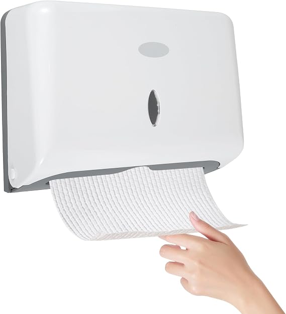 Paper Towel Dispenser Wall Mounted Hand Paper Dispenser Holds 200 Paper,C-Fold Hand Towel Dispenser Toilet Tissue Dispenser for Bathroom Kitchen Hotel Resturant (White)
