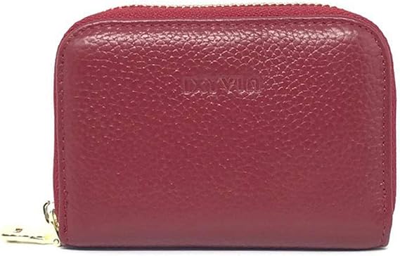 RFID Blocking Zip Around Top Grain Leather Card Case, Card Holder