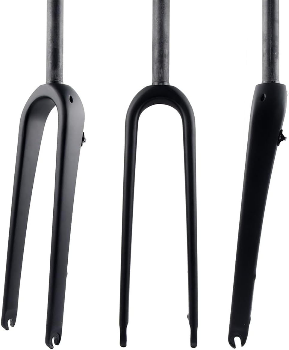 700C Gravel Road Bikes Fork 1-18 StraightTapered Carbon Fiber Rigid Fork QR 9  100mm Disc Brake Front Fork Color : Matte Black, Size : Straight Steerer