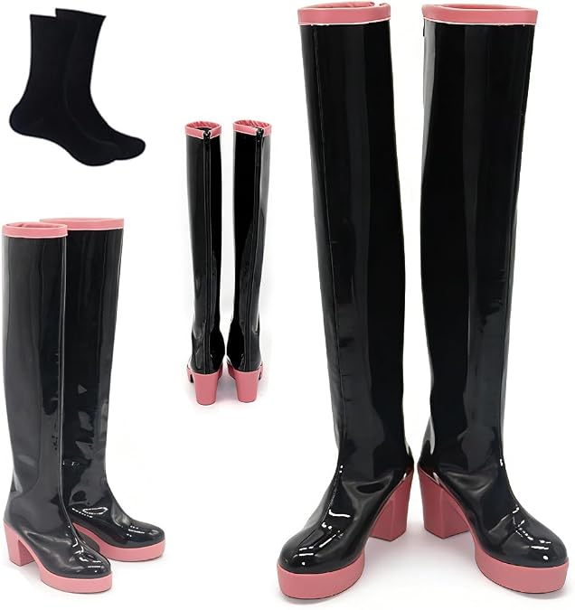 MYSUPERSTAR Women Shoes Black Boot Leather Party Shoes with Socks