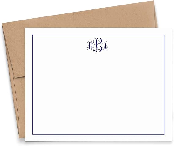 Modern Pink Paper Monogrammed Stationary cards, Monogram Stationery Set, Monogrammed Note Cards, Monogrammed Gifts for Women, Your Choice of Colors and Quantity