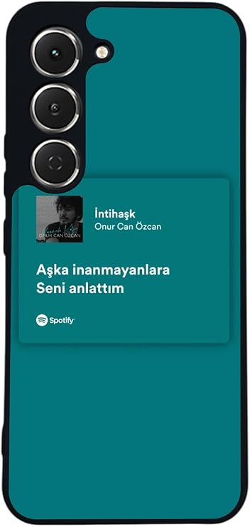 Tecno Spark 40 Pro ile Uyumlu Şarkı Sözleri Tasarımlı Glossy Premium Kılıf, Turkuaz