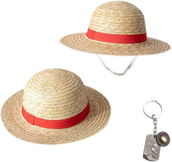 One Piece Straw Hat Cosplay Anime Dress Up Sunshade Sun Hat and Key Pendant, Original, S/L
