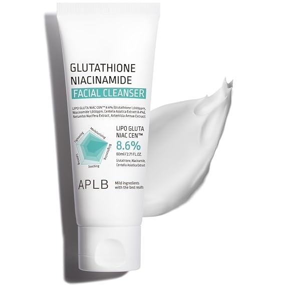 APLB Glutathione Niacinamide Facial Cleanser | LIPO GLUTA NIAC CENTM 8.6% 2.71 FL.OZ/Korean Skincare, Cares for Tighten Pores & Sebum, Long lasting nourishment and deep moisture for soft skin