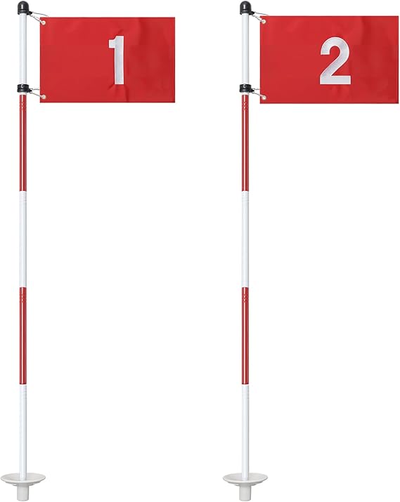 Golf Flagstick for Yard, Golf Flag for Putting Green, Portable 5-Section Design Golf Pin Flag for Backyard Practice