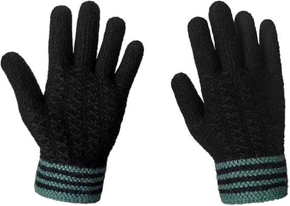 Winter Gloves - Men's Thermal Gloves, Thickened Knit Glove with Elastic Windproof Cuff, Warm Fluff Lining for Driving, Running, Sport, Outdoor