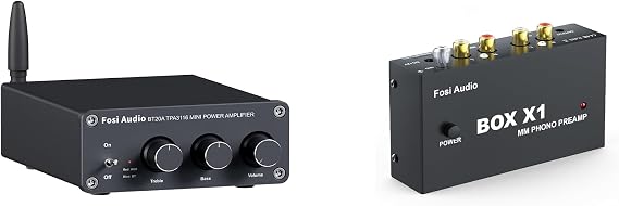 Fosi Audio Box X1 MM Phono Preamplifier and BT20A Bluetooth 5.0 Stereo Audio 2 Channel Amplifier Receiver