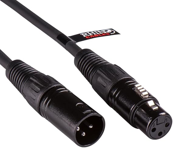 rhinocables XLR Male to Female Audio Cable – Balanced 3-Pin Mic Lead with Two-Core Screening & Noise-Reducing Shielding | Ideal for Studios, PA Setups, Stage Use & Sound Reinforcement (1m)