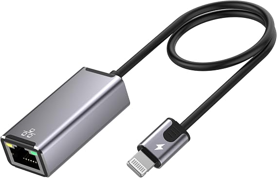 Lightning to Ethernet Adapter for iPhone,[Apple MFi Certified] 1.6ft RJ45 Ethernet LAN Network Adapter with 8Pin Compatible for iPhone 14/13/12/11/XS/XR/8/7/6/iPad/iPod,Plug and Play,Support 100Mbps
