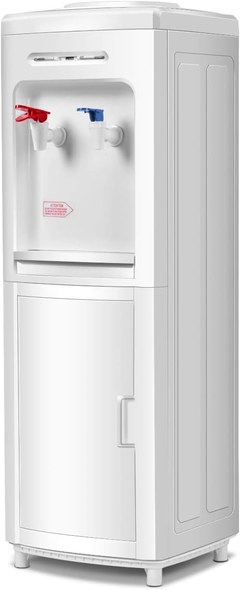 Casart Top Loading Water Cooler Dispenser 5 Gallon with Storage Cabinet,Normal Temperature and Hot Water Bottle Load Electric for Home Office,Living Room Electric Water Dispenser