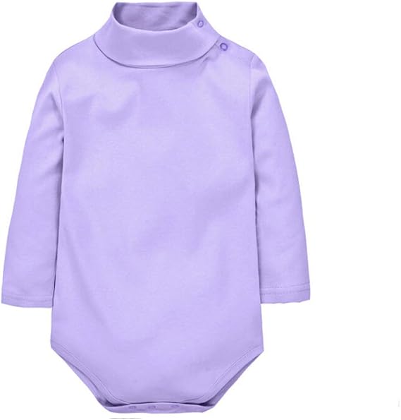 CuteOn Baby Unisex Cotton Long-Sleeve Bodysuits Solid Turtleneck Onesies