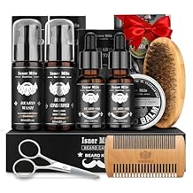 Comfy Mate Beard Kit for Men Grooming and Care: with Beard Shampoo & Conditioner Oil and Balm Brush Comb Scissors, Father's Day - Christmas - Birthday Gifts for Men Stocking Stuffers for Him Husband