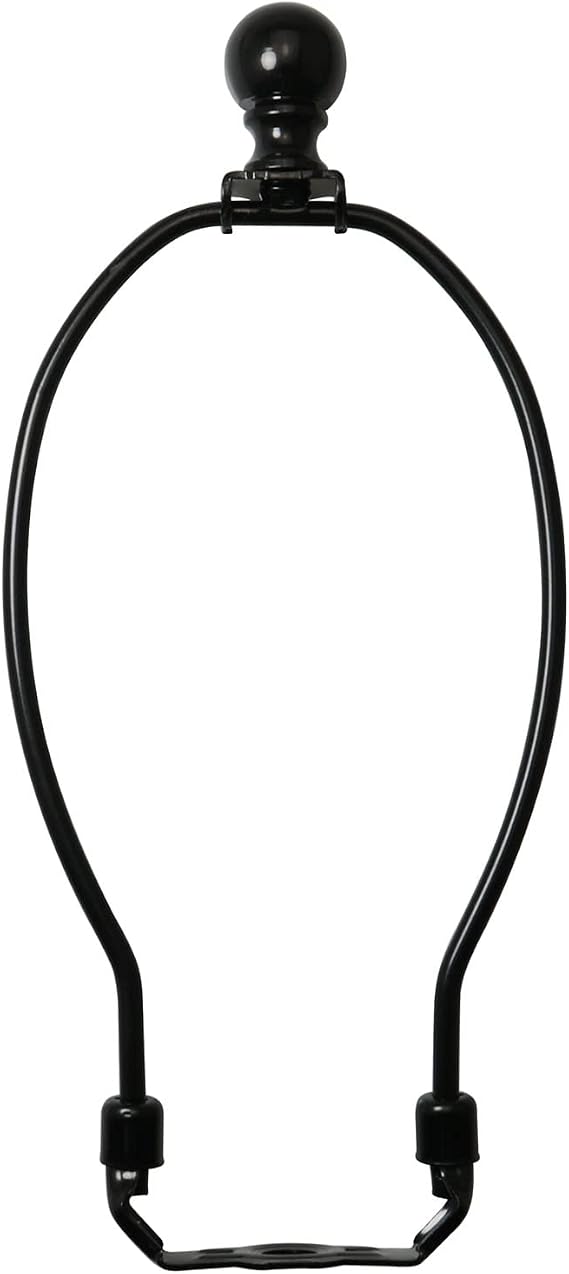 8 Inch Lamp Harp Holder with 1-1/2 Inch Lamp Finial Oil Rubbed Black Steel Ball Knob Lamp Shade Finial for Table and Floor Lamps, Black