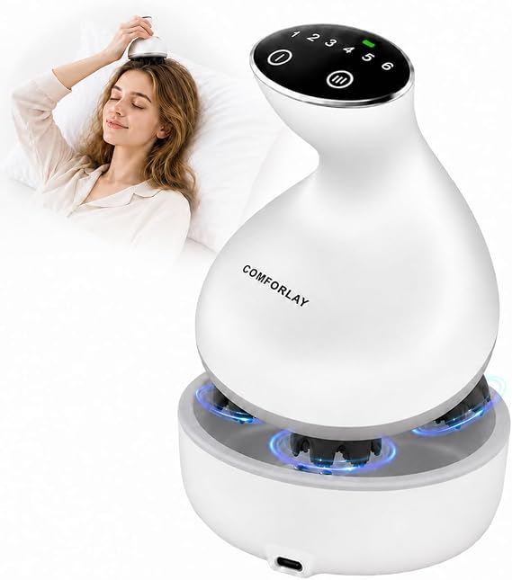 Electric Cordless Hair Scalp Massager for Hair Growth, Handheld Hair Kneading Scrubber with Red Light, Deep Clean Scalp Scrubber, Portable Head Scratcher for Stress Relax, Gifts for Parents