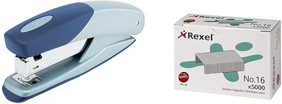 Rexel Torador Full Strip Stapler, 25 Sheet Capacity, Metal Body, Blue and Silver, 2101203 &503654 No. 16 (24/6) 6mm Staples 25 Sheet Capacity (Pack of 5000)
