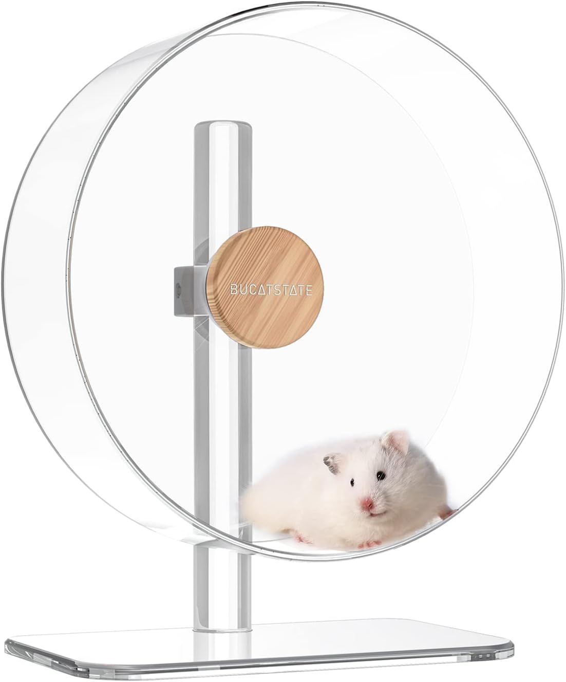 BUCATSTATE Hamster Wheel Slient 10.2inch, Acrylic Hamster Exercise Wheel with Stable Adjustable Stand Running Wheel for Cage Gerbils Mice Degus Syrian Dwarf Hamster and Other Small Animals