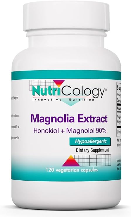Allergy Research Group NutriCology Magnolia Extract - Honokiol & Magnolia Bark Extract - Healthy Mindset & Relaxation Support - Vegetarian Capsules - Hypoallergenic Formula - 120 Servings - 120 Count