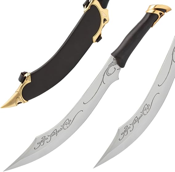United Cutlery Lord of The Rings Elven Knife of Strider | LOTR Officially Licensed Reproduction | Stainless Steel Blade | Wooden Wall Plaque | Certificate of Authenticity | Full Size Replica