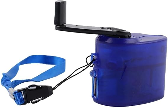 Hand Crank Generator, Hand Powered USB for CHARGER Manual Dynamo Power Generator with LED Indicator for Mobile Phones Digital Devices(Blue)
