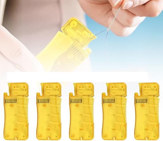 Auto Needle Threader for Hand Sewing, 2024 New Easy to Use Needle Threaders Tool Self-Thread Guide DIY Apparel Plastic Sewing Accessories Threader for Hand Stitching, Sewing Machine (Yellow*5PCs)