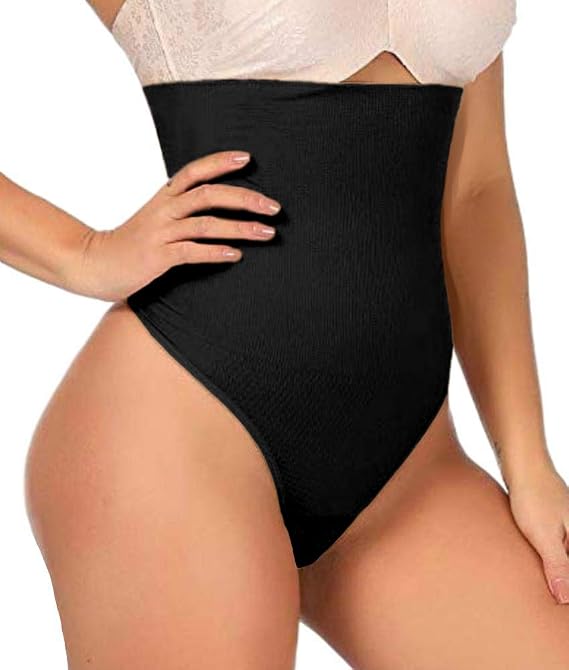 ShaperQueen102 Thong Tummy Control Shapewear for Women Seamless Body Shaper High-Waisted Shaping Thong Underwear Panty