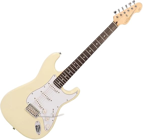 VINTAGE Electric Guitar, Right, White (V6VW)