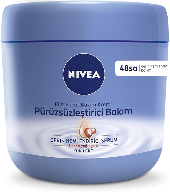 NIVEA Moisturizing Hand and Body Care Cream Smoothing 400 ml, Dry Skin, 48 Hours Intensive Moisturizing, Shea Butter