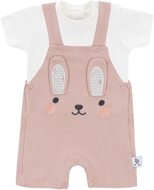 Gezenbebe Hero Kısa Kol Bebek T-Shirt & Nakışlı Salopet Seti Bunny 6-9 Ay