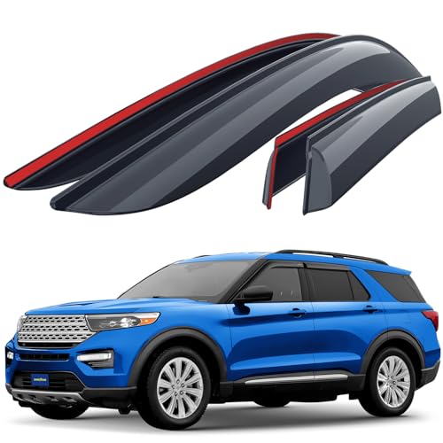 Goodyear Shatterproof Window Deflectors for Ford Explorer 2020-2026, Tape-on Rain Guards, Window Visors, Vent Deflector Visor,Car Accessories,4 pcs. - GY003263