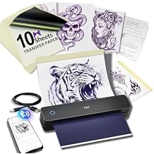 Wireless Tattoo Stencil Printer - Portable Thermal Tattoo Machine with Bluetooth & USB for Phone/IPad/PC, 10 Free Stencil Papers & USB-C Cable Included, Professional & Beginner Friendly, MT660 Black